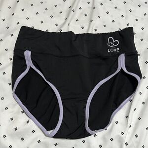Black High-Waisted Briefs with Purple Trim
